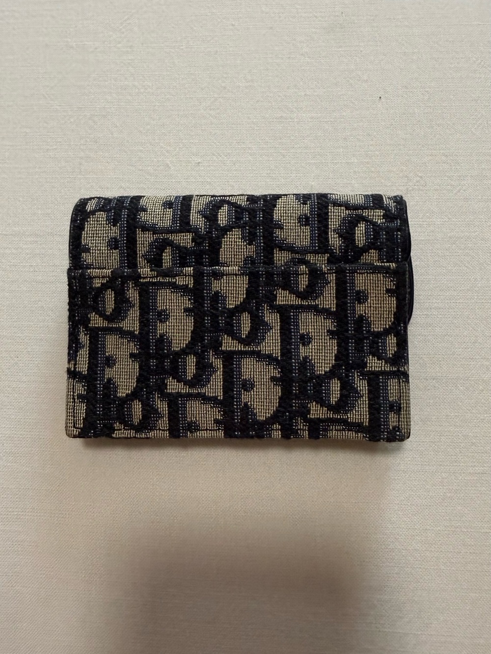 Dior Jacquard Card Holder in Black and Beige with Gold 'D' Accent - Picture 5 of 8